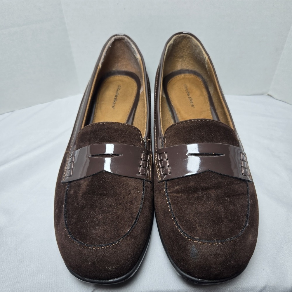 Cloudwalkers Cantania Loafer Brown Faux Suede Patent Womens 10W Academia Neutral